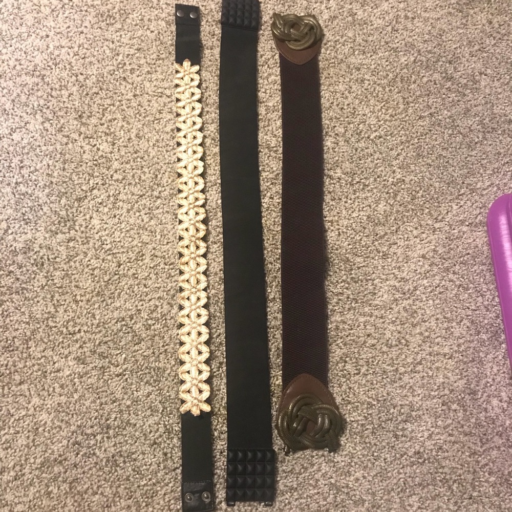 Three clip on/button belts, LIKE NEW